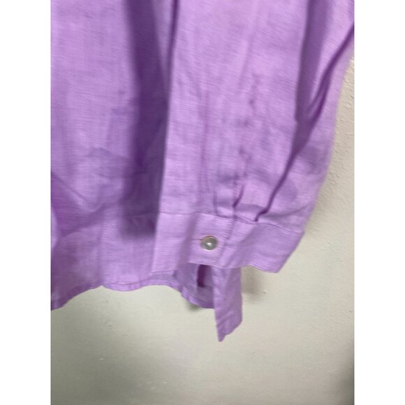 J. Jill Love Linen Essential Button Up Long Sleeve Tunic Top Size Large Purple - Picture 11 of 13